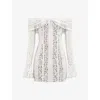 House Of Cb Of Cb Womens Vintage Cream Sadie Off-shoulder Lace Mini Dress