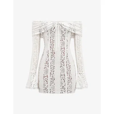 House Of Cb Of Cb Womens Vintage Cream Sadie Off-shoulder Lace Mini Dress