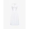 House Of Cb Of Cb Womens White Emilia Halter-neck Cotton Midi Dress In White