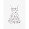 House Of Cb Of Cb Womens White Floral Ribbon Kimmie Printed Cotton Mini Dress