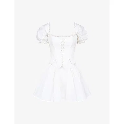 House Of Cb Of Cb Womens White Lili Detachable-corset Cotton Mini Dress