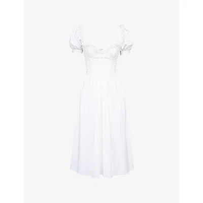 House Of Cb Of Cb Womens Lulabell Floral-print Stretch-cotton Midi Dress White