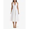 House Of Cb Of Cb Womens Allena Corset-bodice Stretch-cotton Midi Dress White Stretch In White Stretch