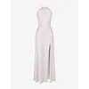 House Of Cb Womens White Zanab Halter-neck Thigh-split Woven Maxi Dress