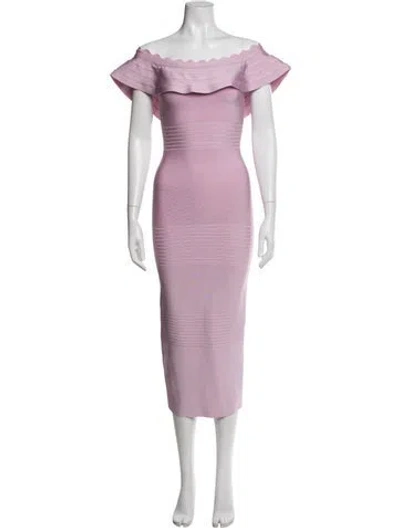 Pre-owned House Of Cb Off-the-shoulder Midi Length Dress In Purple