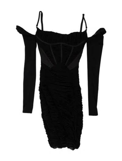 Pre-owned House Of Cb Off-the-shoulder Mini Dress In Black