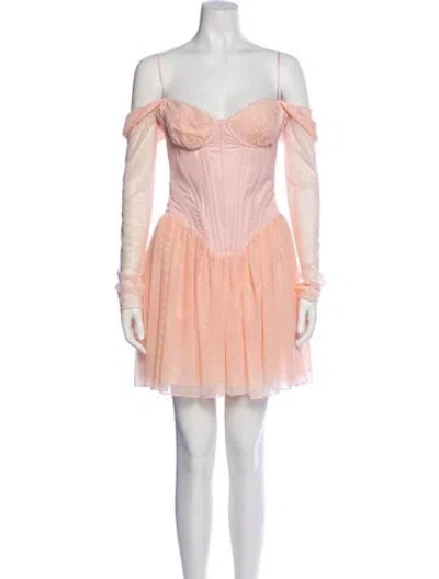 Pre-owned House Of Cb Off-the-shoulder Mini Dress W/ Tags In Pink
