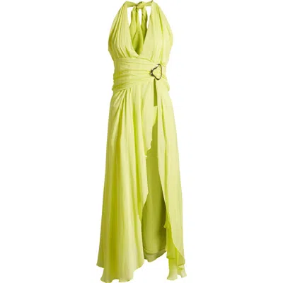 House Of Cb Olessia Plunge Halter Maxi Dress In Limeade