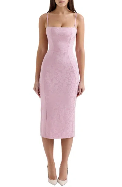 House Of Cb Ophelle Satin Jacquard Dress In Zephyr