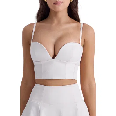 House Of Cb Pabla Plunge Neck Crop Top In Ballet Slipper