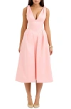 Shop House Of Cb Paloma Plunge Neck Sleeveless Midi Dress In Peach Pearl