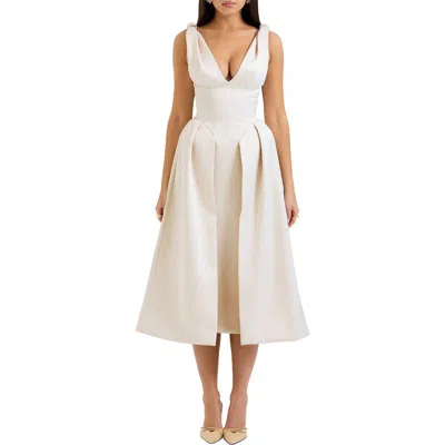 House Of Cb Paloma Sleeveless Satin Gown In Vintage Cream