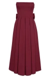 House Of Cb Pandora Strapless Midi Cocktail Dress In Rhubarb
