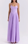 House Of Cb Of Cb Womens Pascha Butterfly Corset Maxi Dress Orchid In Sheer Lilac