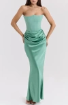 House Of Cb Persephone Strapless Maxi Cocktail Dress In Jade