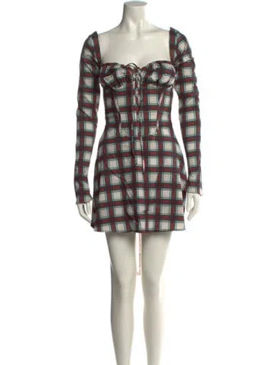 Pre-owned House Of Cb Plaid Print Mini Dress In Multi