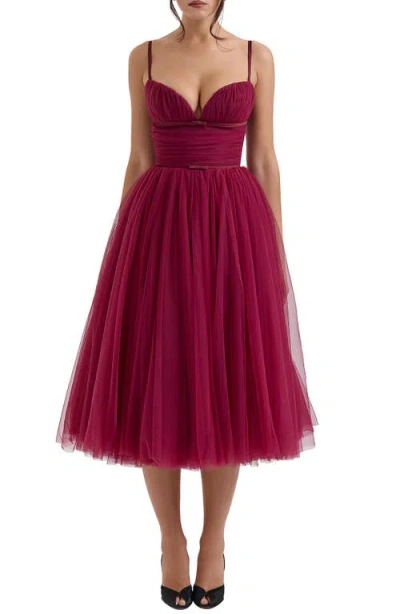 House Of Cb Princess Tulle Fit & Flare Evening Dress In Adobe Rose