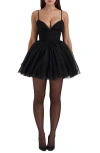 House Of Cb Princess Tulle Minidress In Black