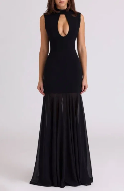 House Of Cb Raphaella Stretch Crepe Mermaid Gown In Black