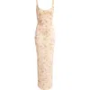 House Of Cb Robina Floral Bustier Bodice Gown In Sun Bleached