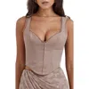 House Of Cb Robyn Lace Trim Corset Top In Mushroom