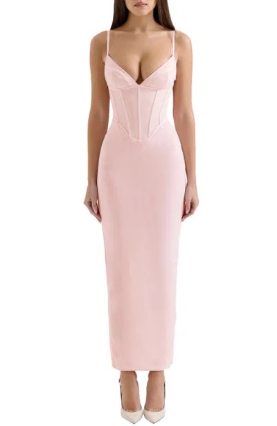 House Of Cb Womens Blush Charmaine Corset Satin Maxi Dress In Pale Pink