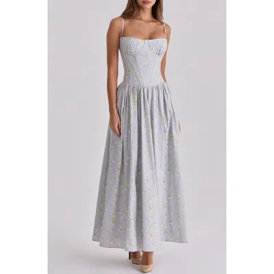 House Of Cb Womens Blue Wildflower Rona Floral Cotton Midi Dress In Multi