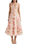 House Of Cb Rosalee Floral Stretch Cotton Petticoat Dress In Pink