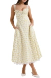 House Of Cb Rosalee Floral Stretch Cotton Petticoat Dress In White Vintage Floral
