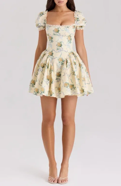 House Of Cb Rosie Puff Sleeve Stretch Cotton Mini Sundress
