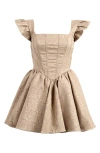 House Of Cb Saasha Bow Back Flare Minidress In Gold
