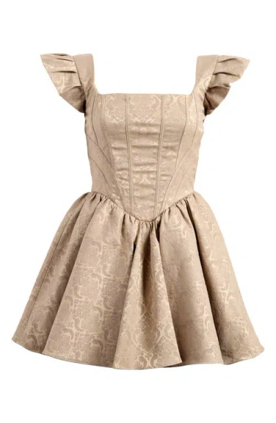 House Of Cb Saasha Bow Back Flare Minidress In Gold