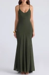 House Of Cb Womens Forest Green Sacha Georgette Panelled Woven Maxi Dress In Green