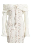 House Of Cb Sadie Off The Shoulder Long Sleeve Lace Minidress In Cream