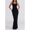 House Of Cb Yasmina Stretch Velvet Corset Gown In Black