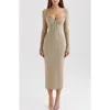 House Of Cb Saisha Long Sleeve Lace Cocktail Midi Dress In Tree House