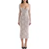 House Of Cb Saisha Long Sleeve Lace Cocktail Midi Dress In Vintage Cream