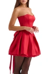 House Of Cb Salome Corset Strapless Minidress In Haute Red