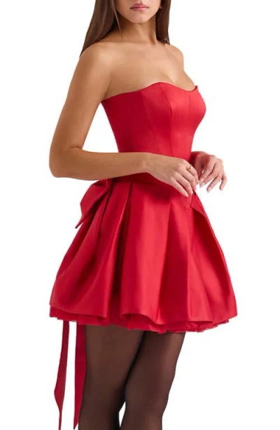 House Of Cb Salome Corset Strapless Minidress In Haute Red