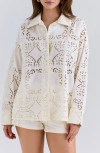 House Of Cb Womens White Samah Broderie Anglaise Cotton Shirt In White