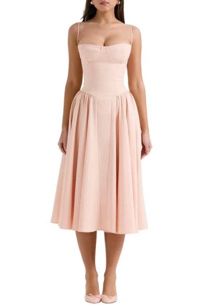 House Of Cb Samaria Corset Fit & Flare Dress In Peach Parfait