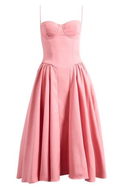 House Of Cb Samaria Corset Fit & Flare Midi Cocktail Dress In Pink
