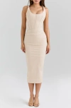 House Of Cb Samya Corset Midi Dress In Neutral