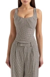 House Of Cb Selma Lace-up Corset Top In Brown Check