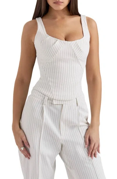 House Of Cb Selma Lace-up Corset Top In White