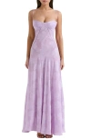 House Of Cb Seren Blush Lace-up Back Gown In Orchid Floral