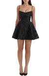 House Of Cb Serenita Jacquard Fit & Flare Cocktail Minidress In Black