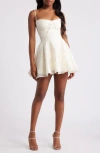 House Of Cb Womens Serenita Floral-jacquard Woven Mini Dress Vintage Cream In Cream