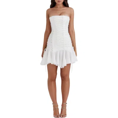 House Of Cb Sirena Strapless Ruffle Minidress In White