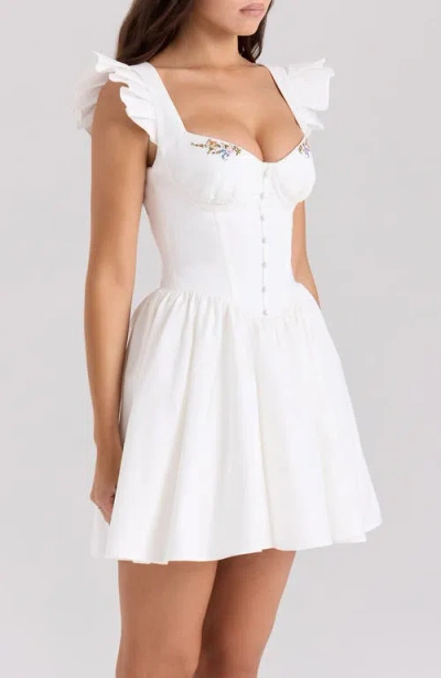 House Of Cb Sisi Embroidered Stretch Cotton Minidress